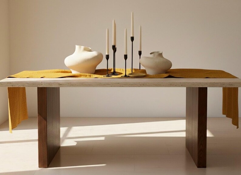 Camino de mesa de lino / Camino de mesa / Decoración de mesa / Camino de mesa para bodas / Camino de mesa de lino lavado Mustard