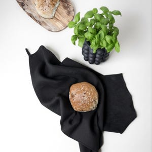 Linen tea towel. Washed linen kitchen towels. Hand towel. Natural dish towel. Guest towel Black