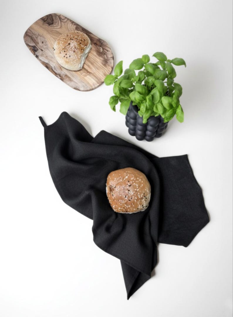 Linen tea towel. Washed linen kitchen towels. Hand towel. Natural dish towel. Guest towel Black