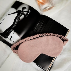 Antifaz para dormir de lino puro / Antifaz para dormir con relleno de fibra de bambú 100 % natural / Antifaz para dormir de viaje / Antifaz para dormir ecológico / Regalo Dusty Pink