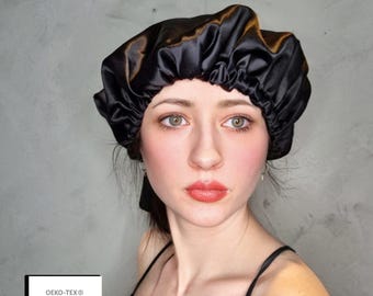100% Mulberry Silk Sleep Bonnet | Luxury Silk Binnet | Silk Hair Turban | Silk Cap | Damage Free Hair | Double Layer With Adjustable Elastic