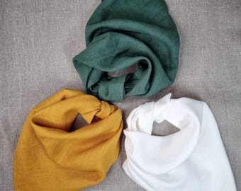 Linen Bandana, Linen Neckerchief, Linen Neck Scarf, Neckband – Versatile Accessory for Women & Men, Linen Scarf