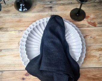 Black Linen napkins | Washed soft linen table napkin | Stonewashed linen napkin | Wedding napkins | Table linen