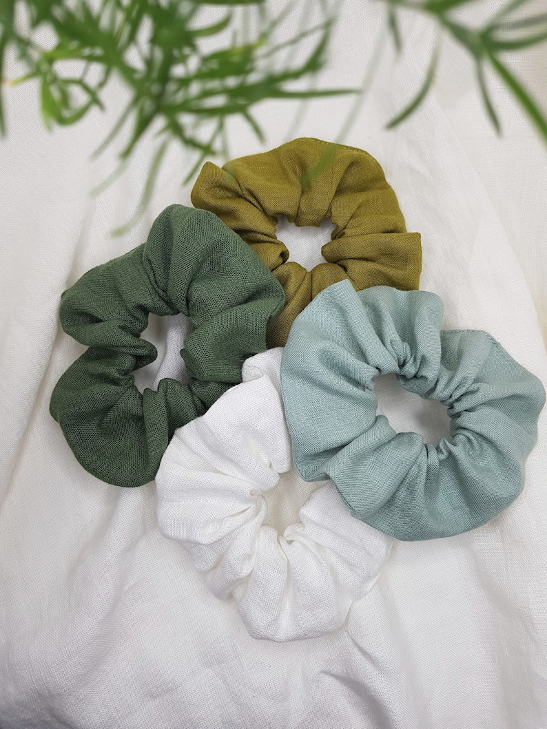 Sustainable scrunchies UK Handmade Scrunchies Linen Scrunchie Hair Accessories Linen Hair Tie