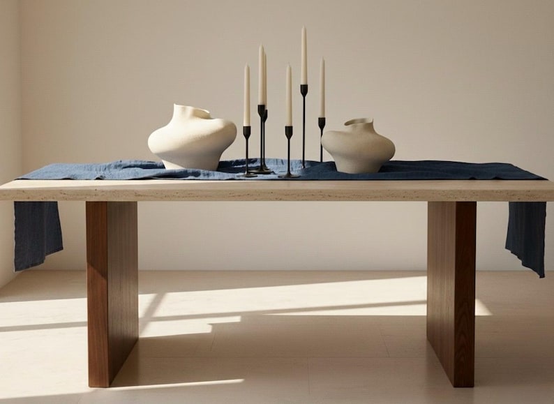 Camino de mesa de lino / Camino de mesa / Decoración de mesa / Camino de mesa para bodas / Camino de mesa de lino lavado Deep blue