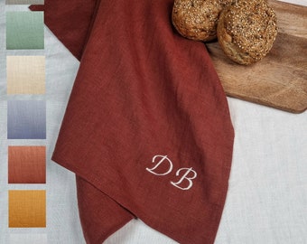 Personalized Linen Tea Towel. Embroidery Kitchen towels. Hand towel. Natural dish towel. Guest towel. Personalized Gift