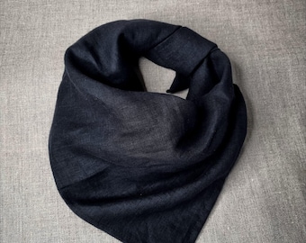 Linen Bandana, Linen Neckerchief, Linen Neck Scarf, Neckband – Versatile Accessory for Women & Men, Linen Scarf