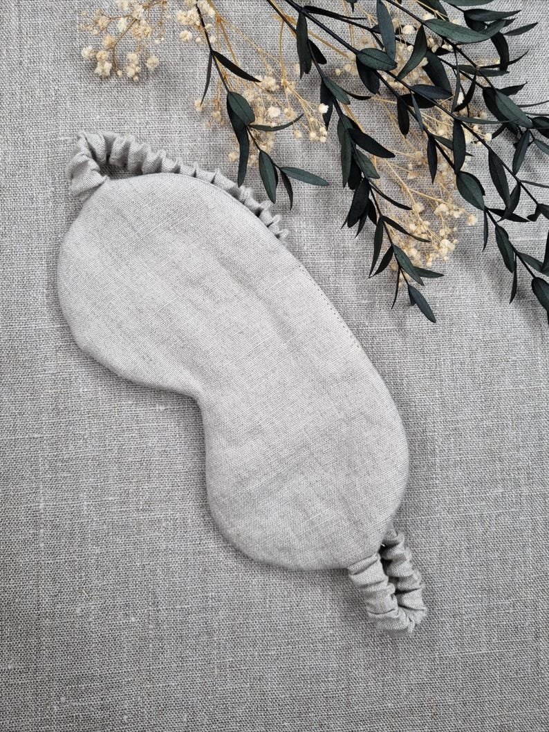 Antifaz para dormir de lino puro / Antifaz para dormir con relleno de fibra de bambú 100 % natural / Antifaz para dormir de viaje / Antifaz para dormir ecológico / Regalo Natural undyed