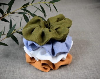 Linen Scrunchie, Linen Hair Tie, Hair Accessories, UK Handmade Scrunchies, Sustainable scrunchies