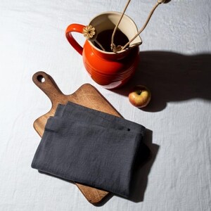 Linen tea towel. Washed linen kitchen towels. Hand towel. Natural dish towel. Guest towel Dark Grey