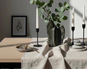 Linen Table Runner | Natural Flax Table Runner | Rustic Farmhouse Table Decor | Wedding Table Linen | Dining Room Decoration