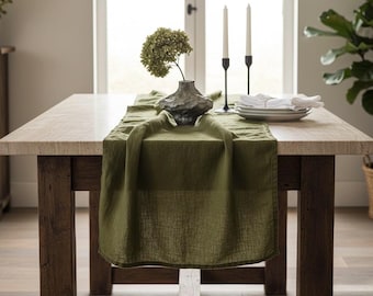 Linen Table Runner | Natural Flax Table Runner | Rustic Farmhouse Table Decor | Wedding Table Linen | Dining Room Decoration