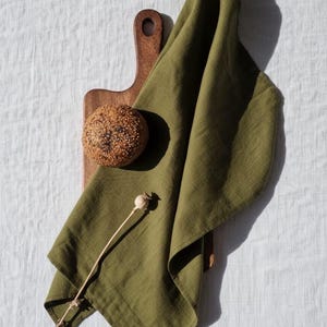 Linen tea towel. Washed linen kitchen towels. Hand towel. Natural dish towel. Guest towel Olive