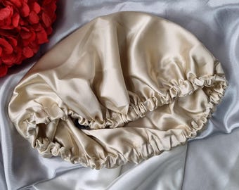 100% Mulberry Silk Sleep Bonnet | Luxury Silk Binnet | Silk Hair Turban | Silk Cap | Damage Free Hair | Double Layer With Adjustable Elastic