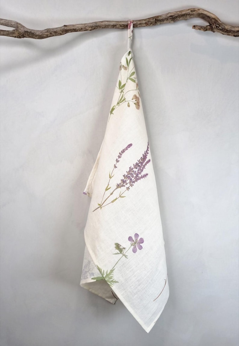 Linen tea towel. Washed linen kitchen towels. Hand towel. Natural dish towel. Guest towel Wild flowers
