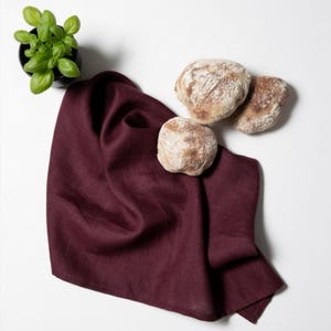 Linen tea towel. Washed linen kitchen towels. Hand towel. Natural dish towel. Guest towel Red Wine