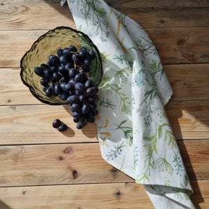 Linen tea towel. Washed linen kitchen towels. Hand towel. Natural dish towel. Guest towel Botanical garden