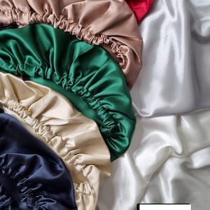 100% Mulberry Silk Sleep Bonnet | Luxury Silk Binnet | Silk Hair Turban | Silk Cap | Damage Free Hair | Double Layer With Adjustable Elastic