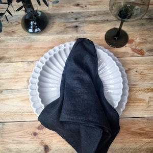 Linen napkins | Washed soft linen table napkin | Stonewashed linen napkin | Wedding napkins | Table linen Black