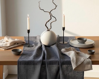 Linen Table Runner | Natural Flax Table Runner | Rustic Farmhouse Table Decor | Wedding Table Linen | Dining Room Decoration