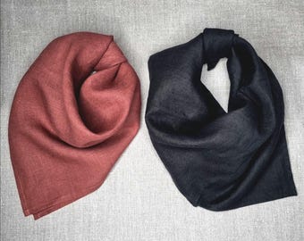 Linen Bandana, Linen Neckerchief, Linen Neck Scarf, Neckband – Versatile Accessory for Women & Men, Linen Scarf