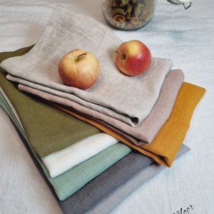 Linen tea towel. Washed linen kitchen towels. Hand towel. Natural dish towel. Guest towel
