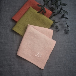 Embroidered Natural linen handkerchief | Soft linen pocket square | Perfect gift | Pocket Square | Handkerchief | Personalized Handkerchief