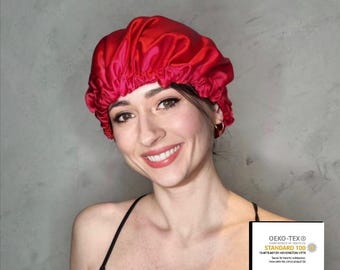 100% Mulberry Silk Sleep Bonnet | Luxury Silk Binnet | Silk Hair Turban | Silk Cap | Damage Free Hair | Double Layer With Adjustable Elastic