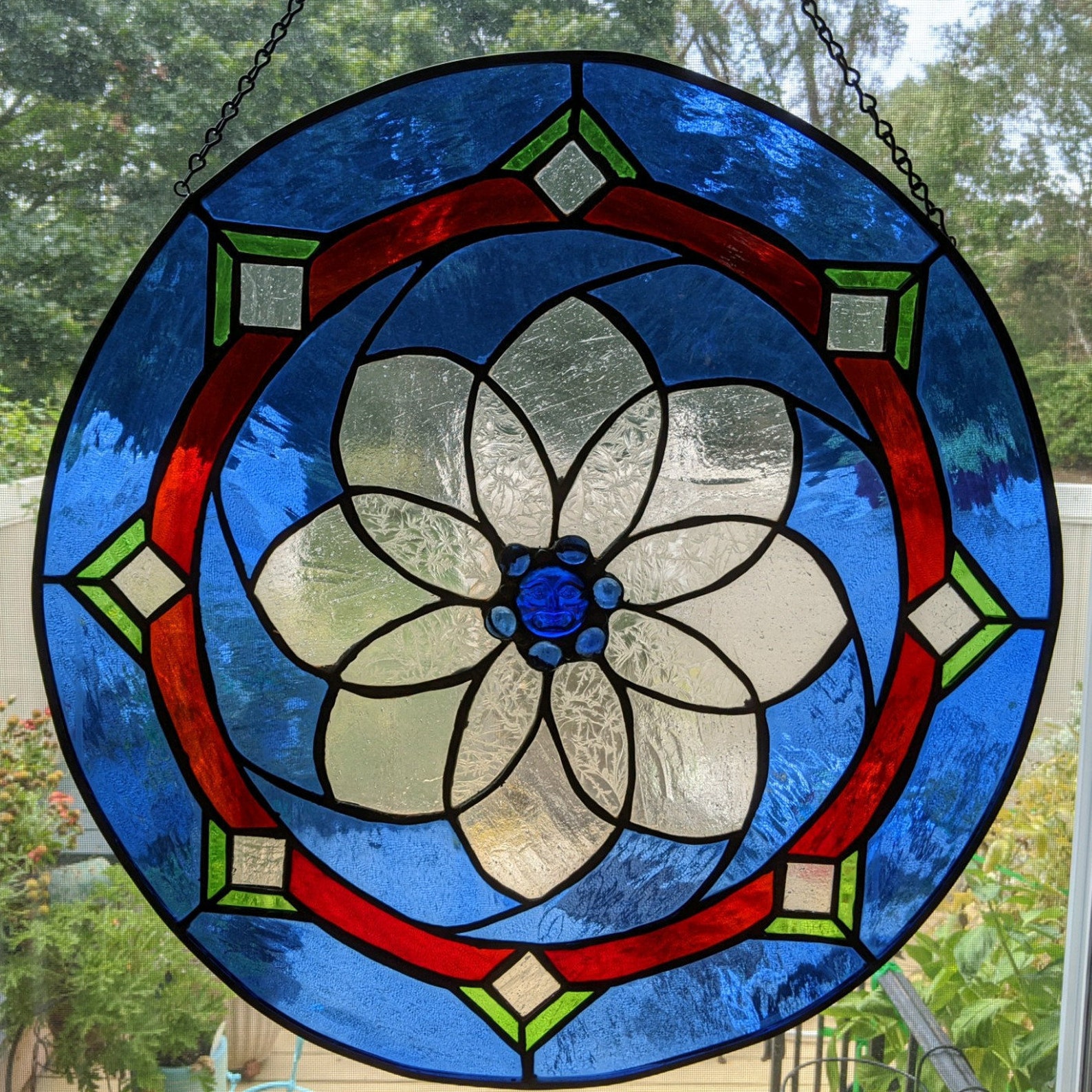 Circular Stained Glass Suncatcher Large 22 1/2 inch wide Etsy