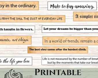 Citas imprimibles para diarios creativos, palabras vintage, frases para álbumes de recortes, frases inspiradoras