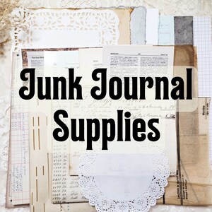 SALE, Junk Journal Supplies Kit, Scrapbook Journaling Materials, Mixed Media Art Supplies, Vintage Papers, Junk Journal Pages
