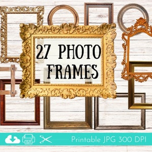 Frames Junk Journal Kit, Printable Photo Frames Pack, Digital Scrapbooking Ephemera Set, Frames for Journaling Embellishments, Scrapbooking