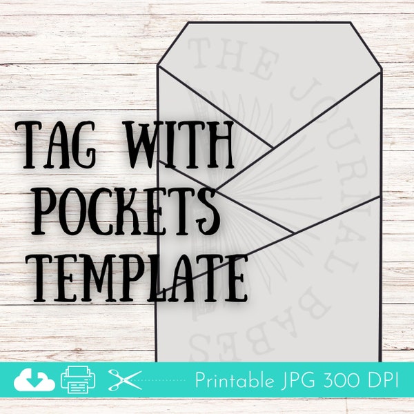 Printable Junk Journal Tag With Pockets, Loaded Tag Template, Digital Scrapbooking Supplies, Journaling Digital Kit