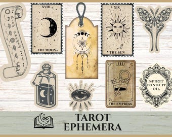 Printable Vintage Tarot Ephemera Kit, Witchy Junk Journal Pages, Grimoire Printables (PDF)