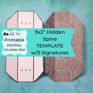 Printable 9x2 Inch Junk Journal Hidden Spine Template, PDF, PNG