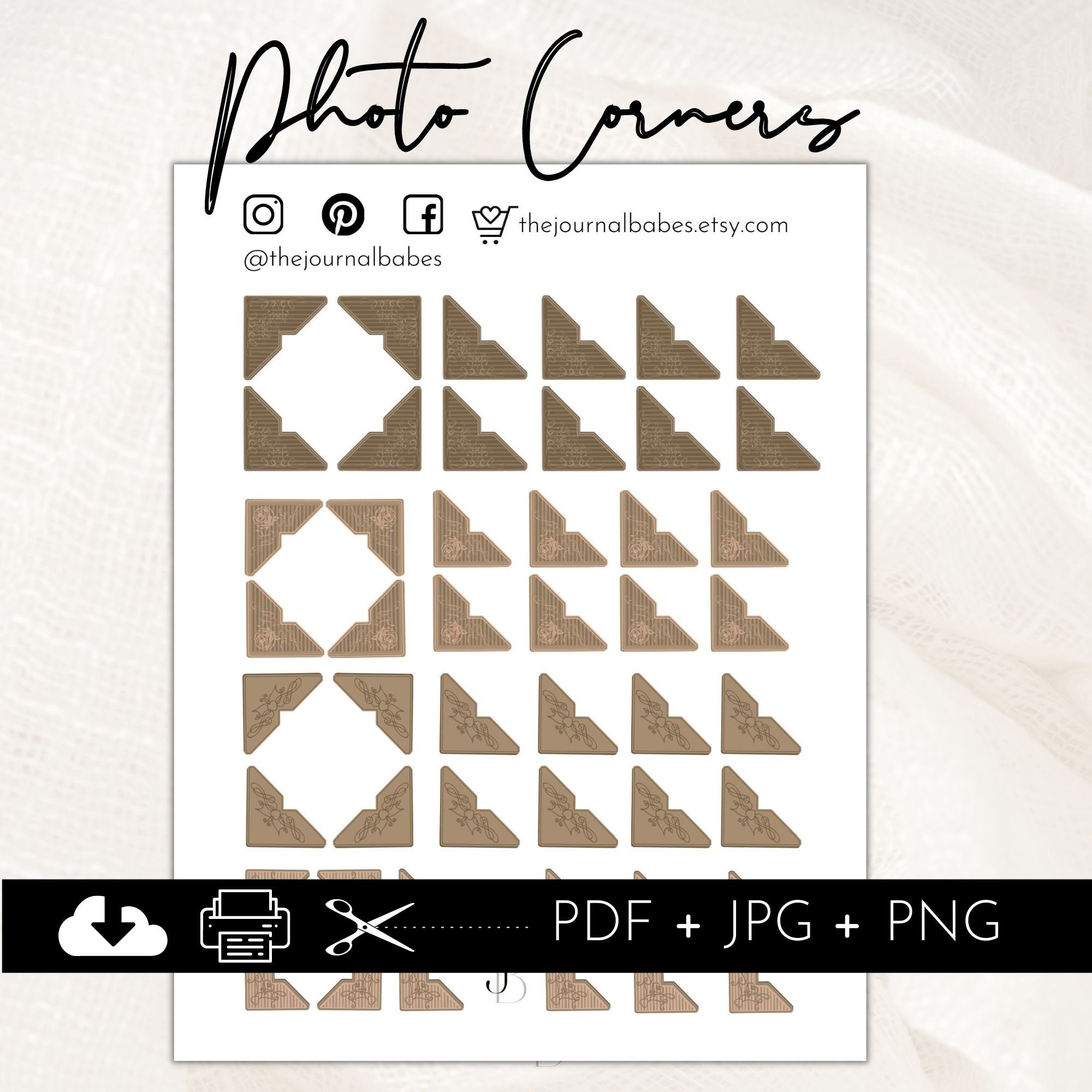 Scrapbook Photo Corner Stickers Vintage Stickers Printable Etsy