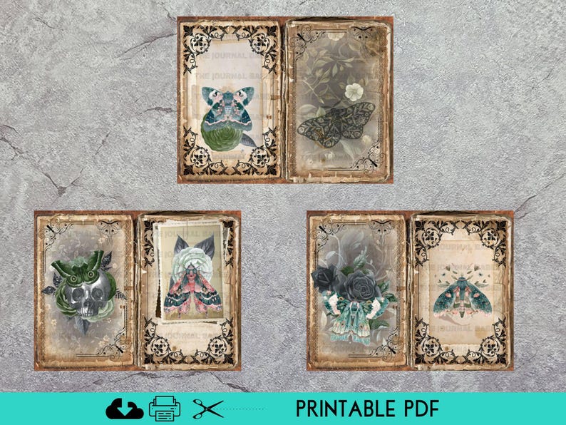 Moth Journal Magic Moth Junk Journal Pages, Printable Moth Journal Kit, Vintage Moth ...