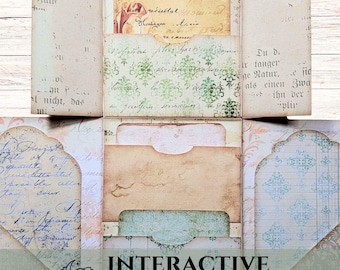 Vintage Junk Journal Folio Kit, Interactive Scrapbook Template (Printable PDF)