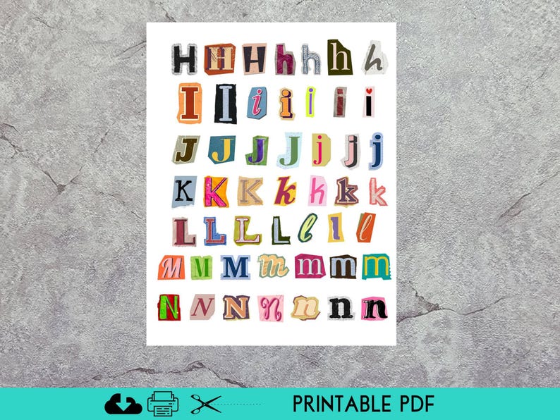 Printable Ransom Alphabet, Ransom Letters Kit, Magazine Cutout Letters ...