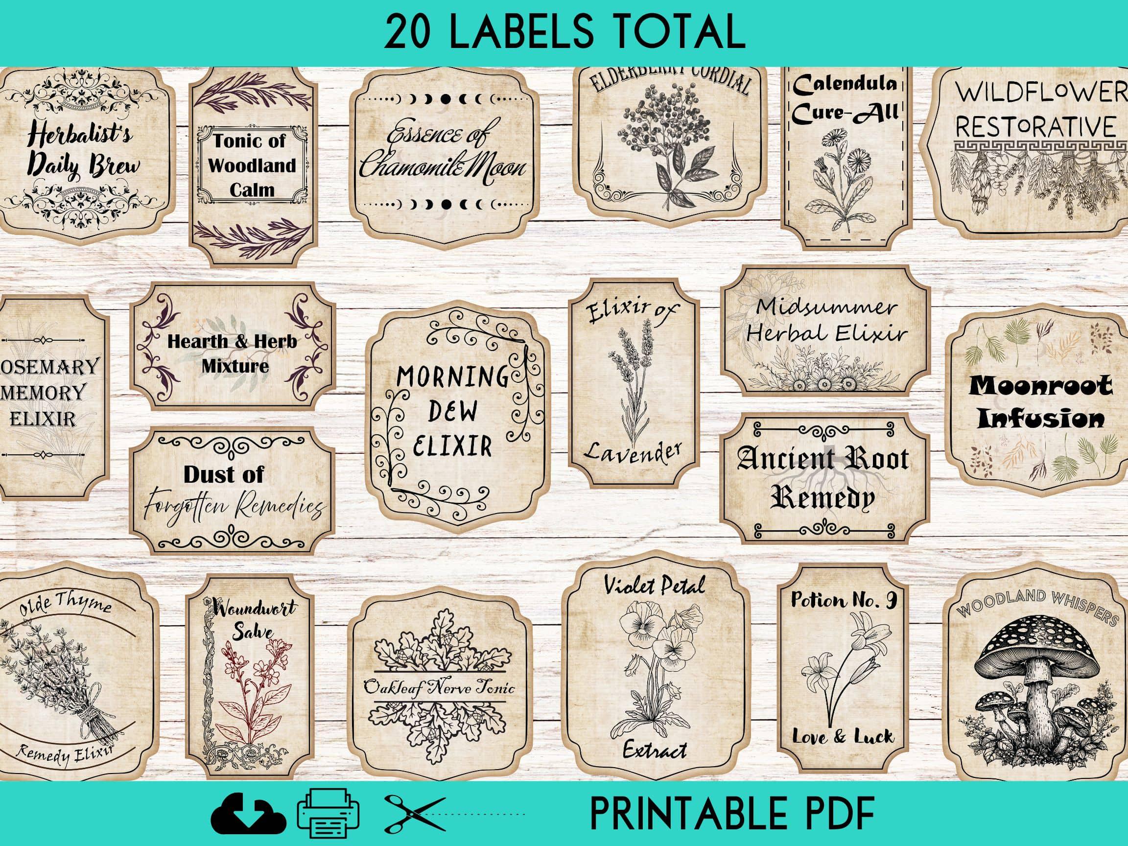 Printable Herbal Apothecary Labels, Vintage Herb Labels for Junk ...