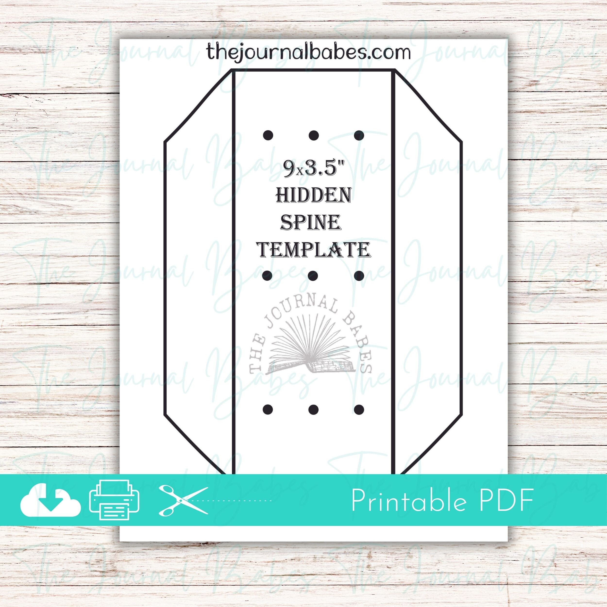 9x3.5 Inch Printable Spine Template, Junk Journal Hidden Spine Template