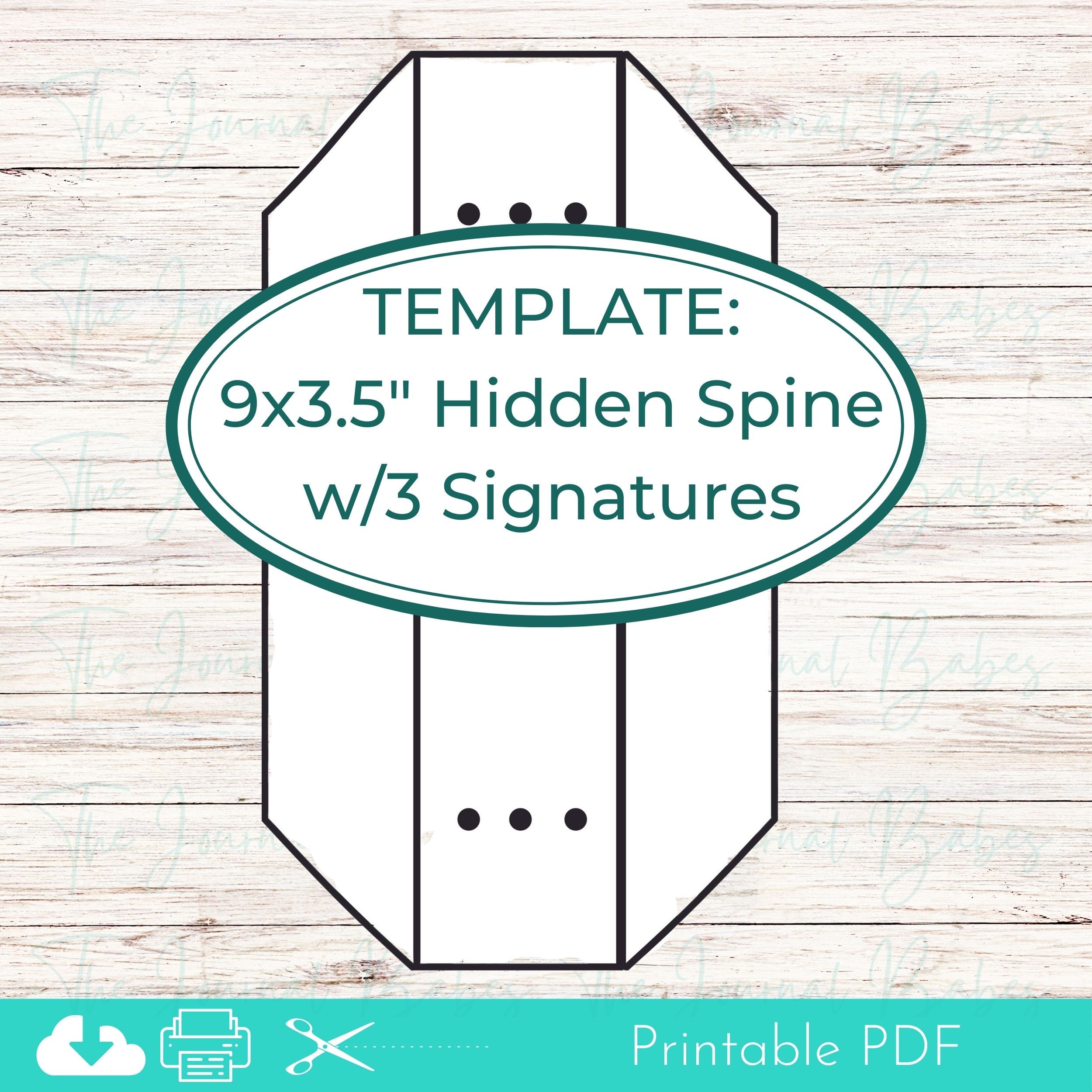 9x3.5 Inch Printable Spine Template, Junk Journal Hidden Spine Template