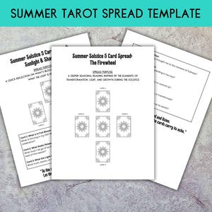 Tarocchi del Solstizio d'Estate, Diario dei Tarocchi Litha stampabile, Pagine del Grimorio Stregonesco di Mezza Estate, Kit di Divinazione per la Festa del Fuoco in PDF