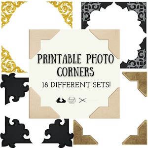 Kit de cantos de fotos para impressão para scrapbooking, enfeites para diários de sucata, kit de diário digital, adesivos para porta-fotos para impressão
