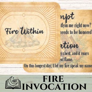 Tarjetas de invocación de fuego de Litha, indicaciones imprimibles para el solsticio de verano, kit de diario de reflexión mágica, tarjetas de rituales del solsticio de verano en formato PDF.