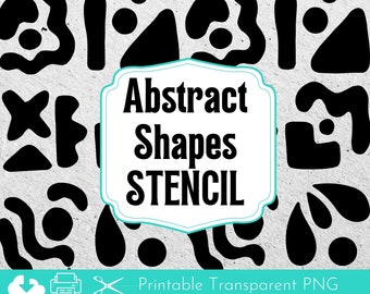 Printable Abstract Shapes Stencil for Mixed Media Art, Junk Journal Digital Stencils, Art Journaling Printable Stencils, Collage Supplies