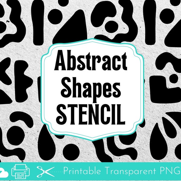 Printable Abstract Shapes Stencil for Mixed Media Art, Junk Journal Digital Stencils, Art Journaling Printable Stencils, Collage Supplies