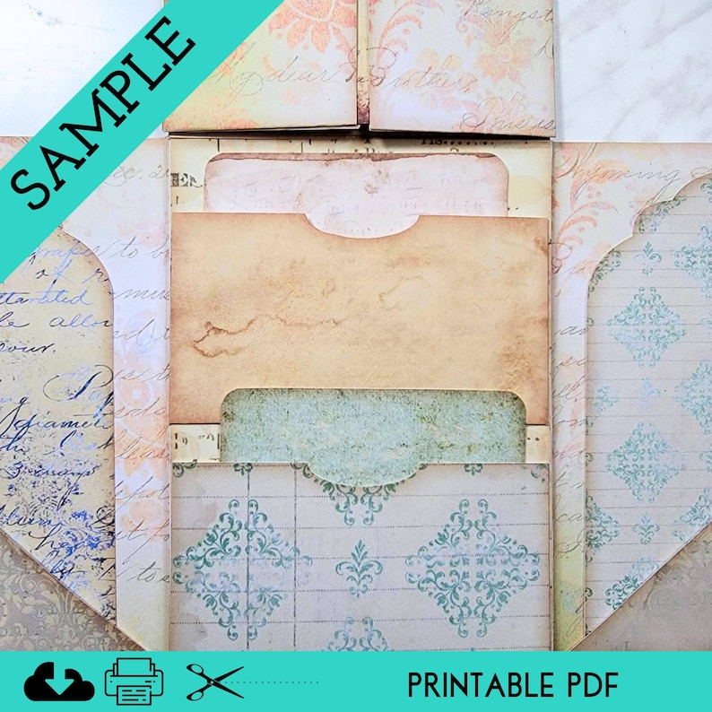 Vintage Junk Journal Folio Kit Printable PDF, DIY Folding Interactive ...