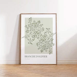 Moderne Oliven Zweig Digitaler Download | Botanische Kunst | Branche d'Olivier - Französischer Olivenzweig Wandkunst