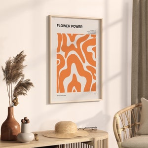 Retro Orange Flower Power Print | Vibrant Floral Wall Art | Digital Download